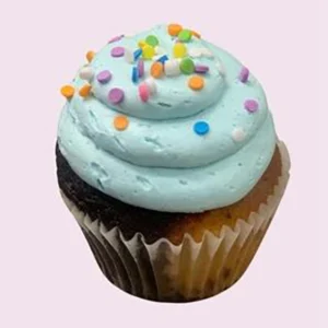 Marble cake with vanilla frosting